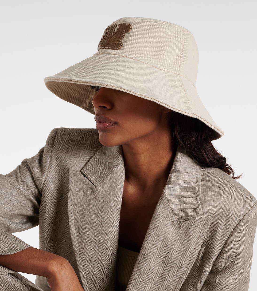 Gondola leather-trimmed canvas bucket hat  | Max Mara
