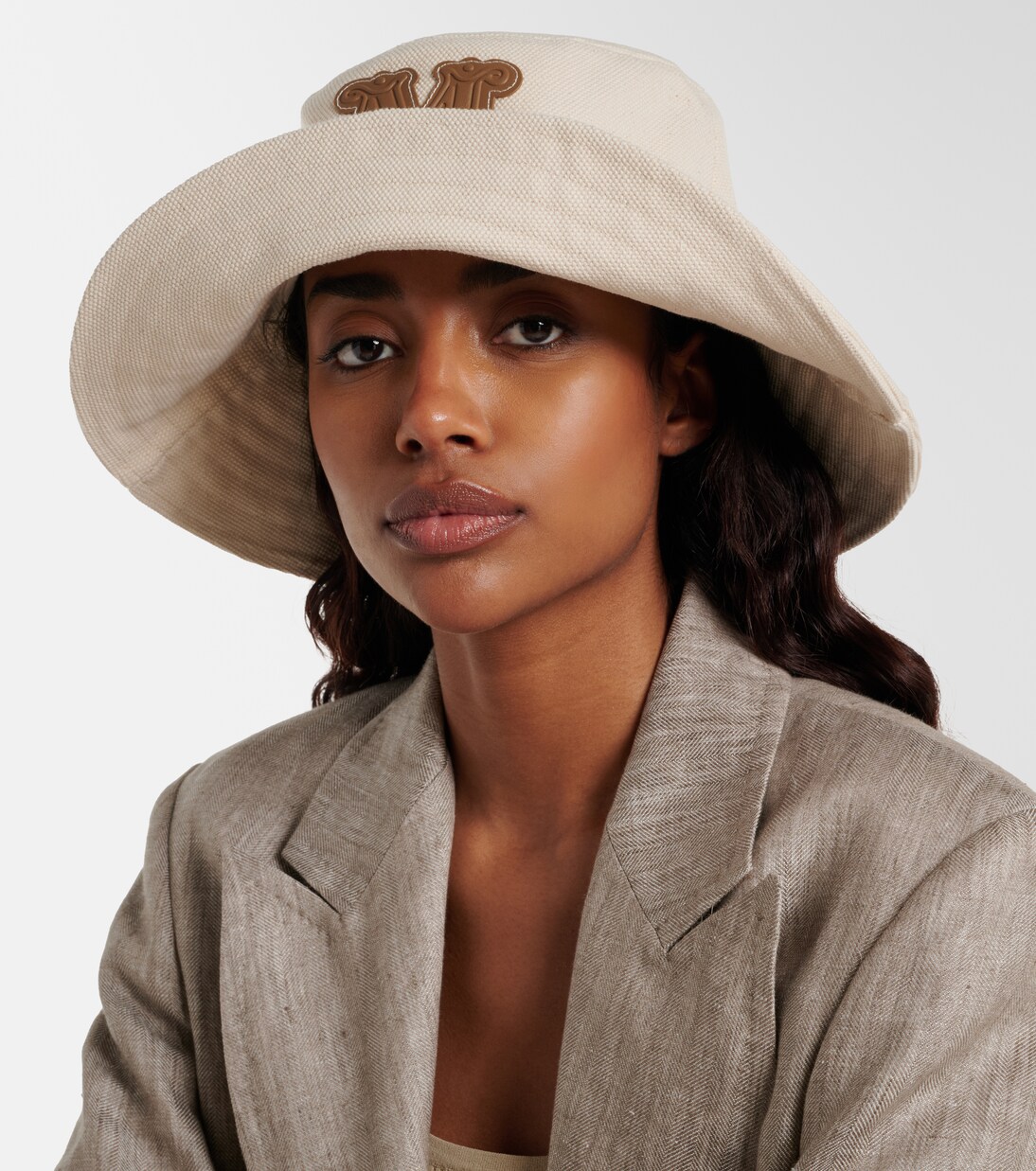 Gondola leather-trimmed canvas bucket hat  | Max Mara