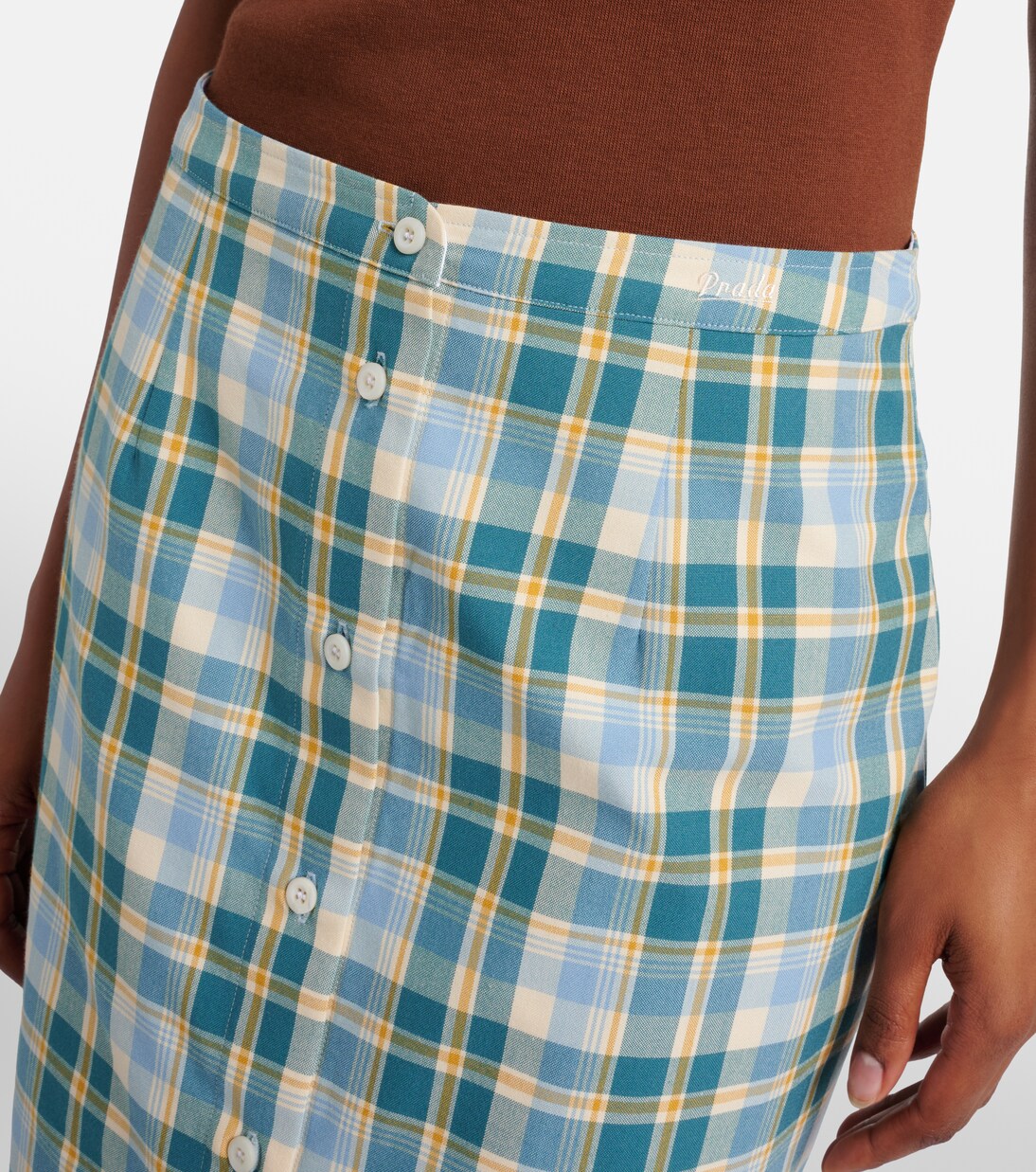 Checked cotton poplin pencil skirt | Prada