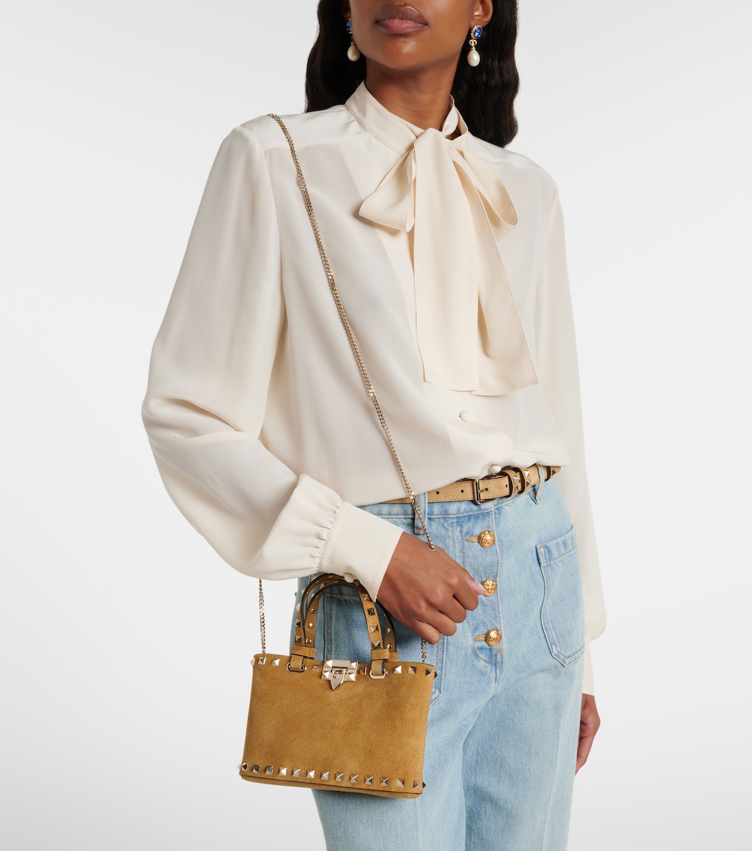 Rockstud Mini suede tote bag | Valentino Garavani