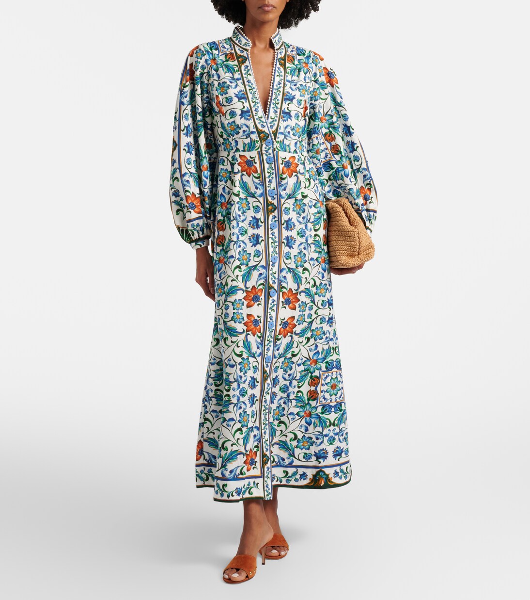 Flora Tile linen-blend maxi dress | Farm Rio