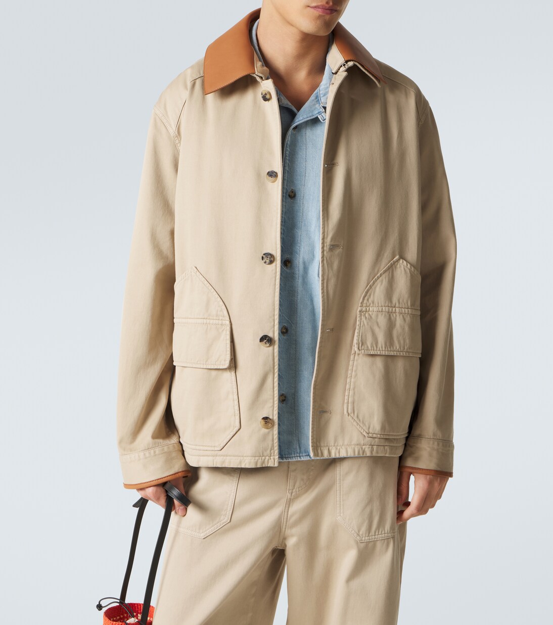 Paula's Ibiza leather-trimmed cotton jacket | Loewe