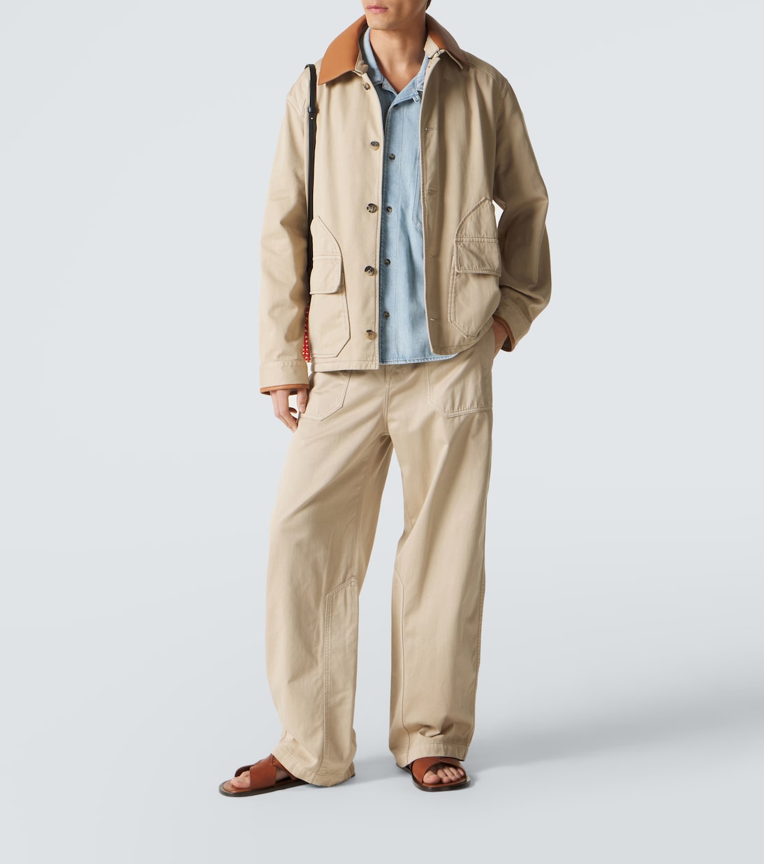 Paula's Ibiza leather-trimmed cotton jacket | Loewe