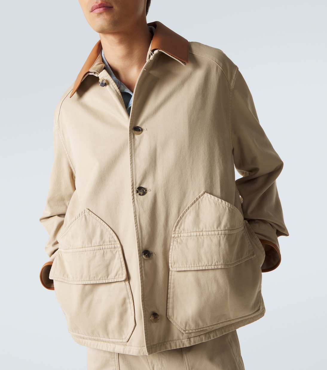 Paula's Ibiza leather-trimmed cotton jacket | Loewe