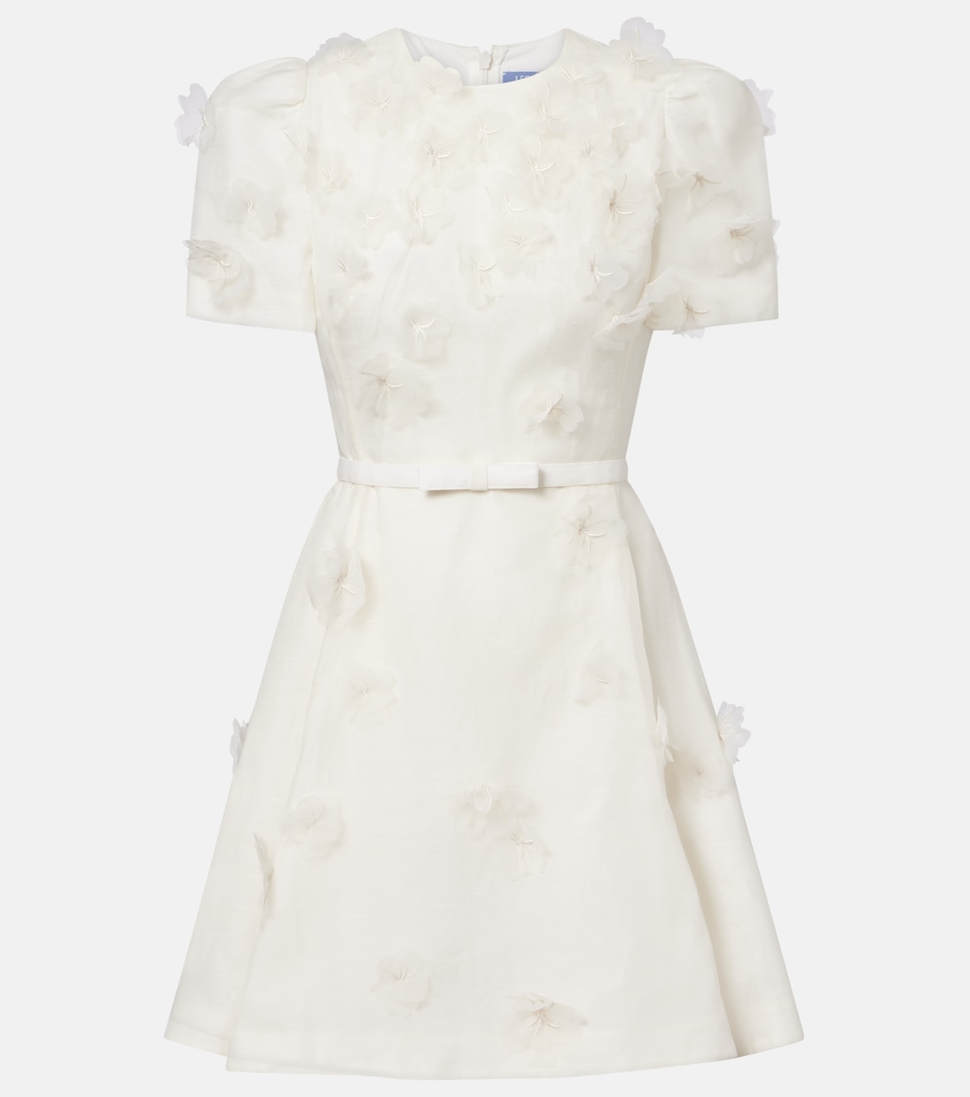 Elyse floral-appliqué linen and silk minidress | Leo Lin