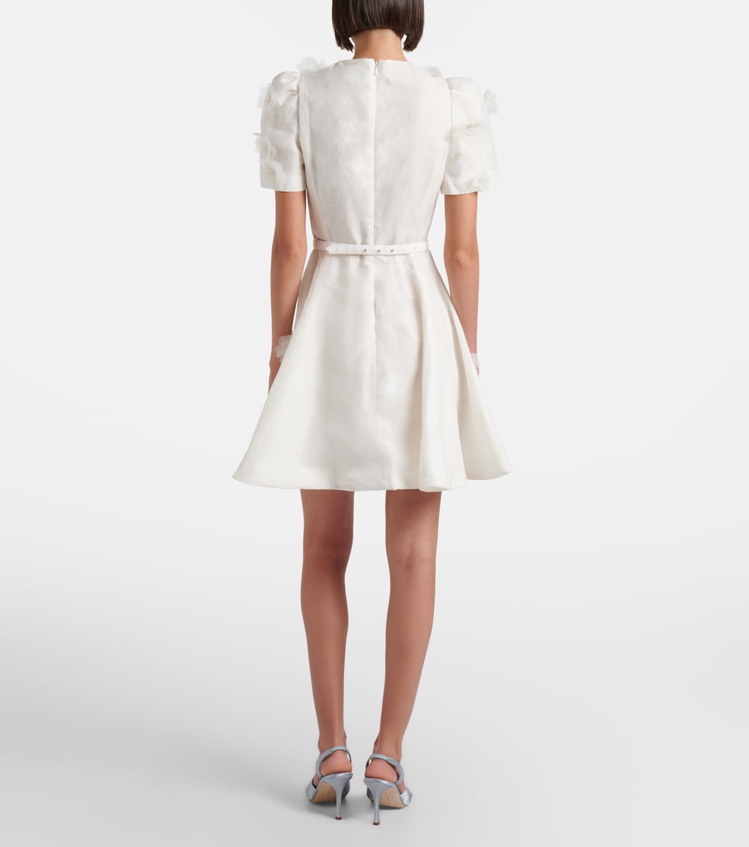 Elyse floral-appliqué linen and silk minidress | Leo Lin