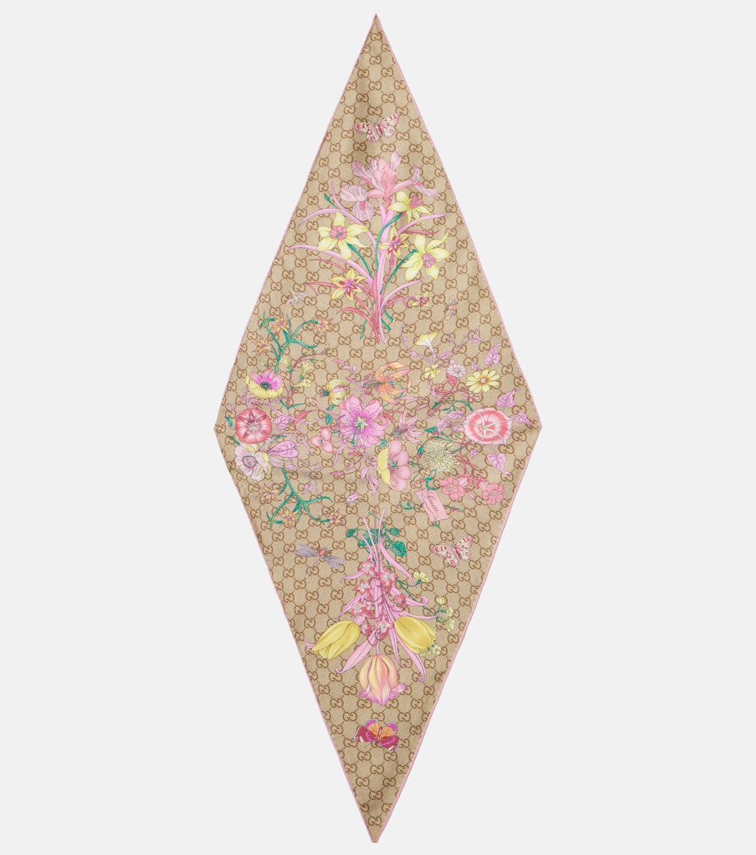 Pañuelo de seda floral con GG | Gucci