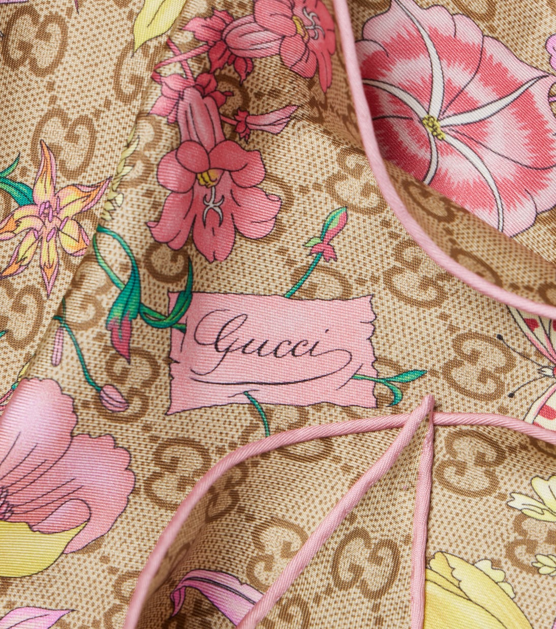 Pañuelo de seda floral con GG | Gucci
