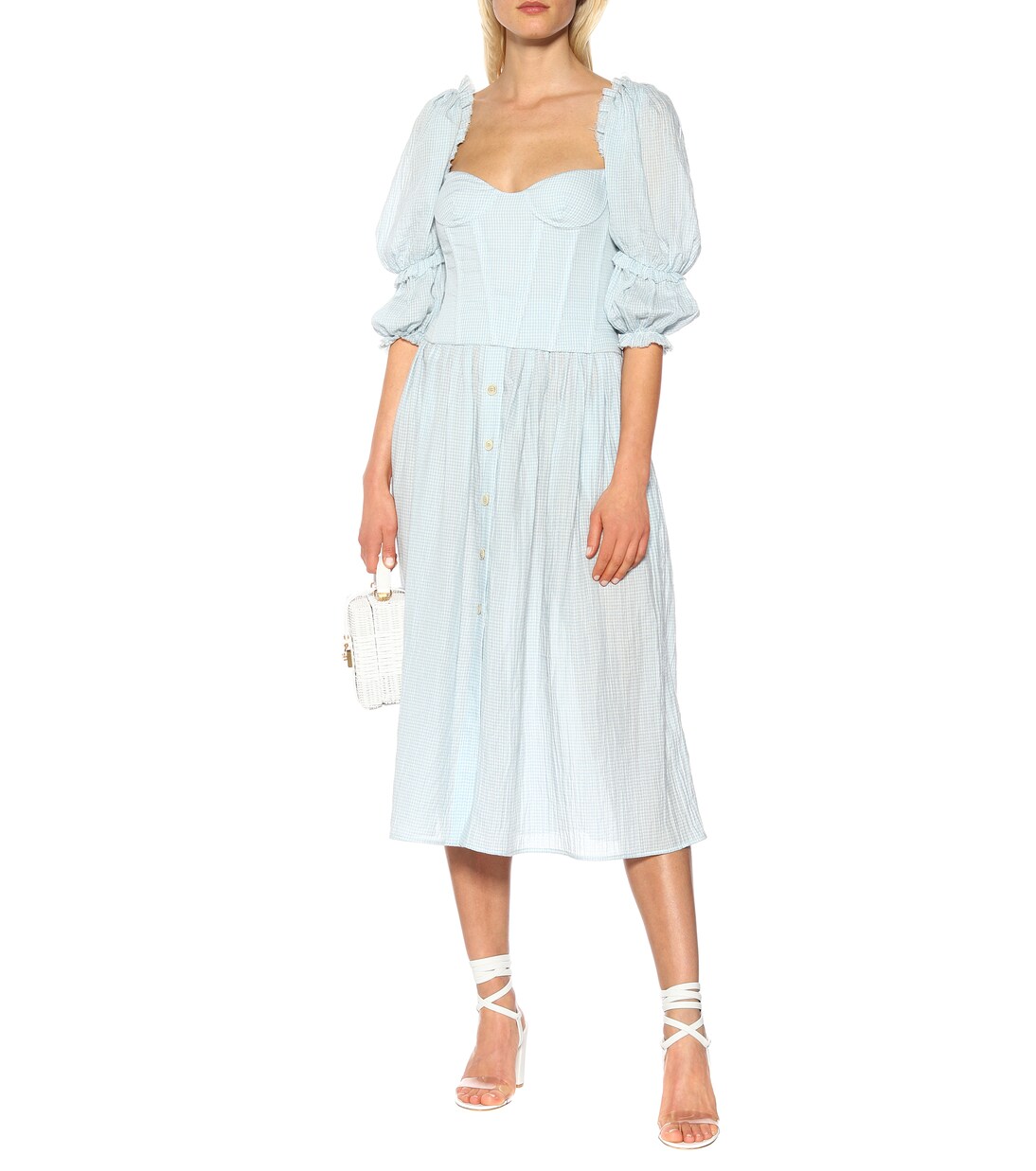 Olivo gingham cotton midi skirt | Brock Collection