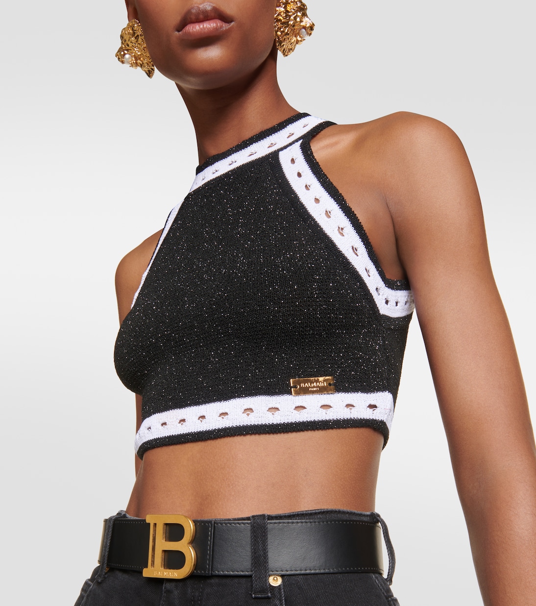 Cropped-Top aus einem Wollgemisch | Balmain