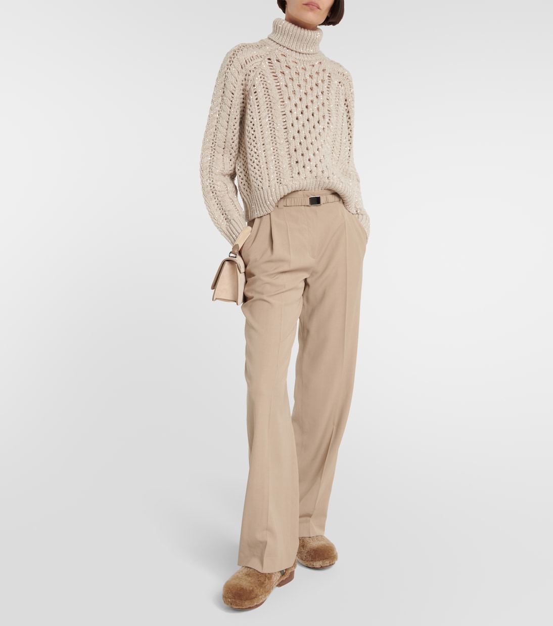 Pantalon droit en laine mélangée | Brunello Cucinelli