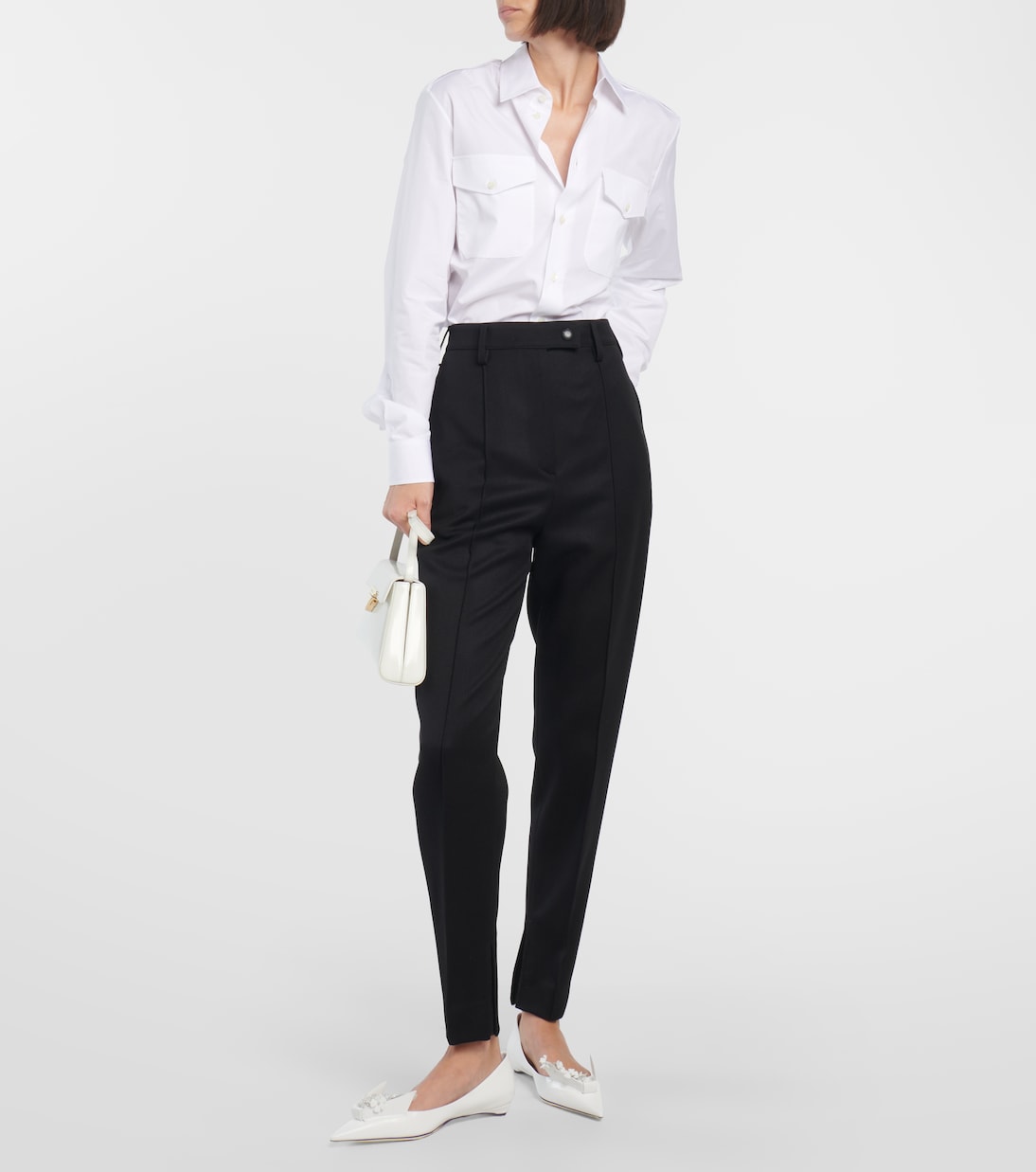 Pantalon tapered en laine mélangée | Prada