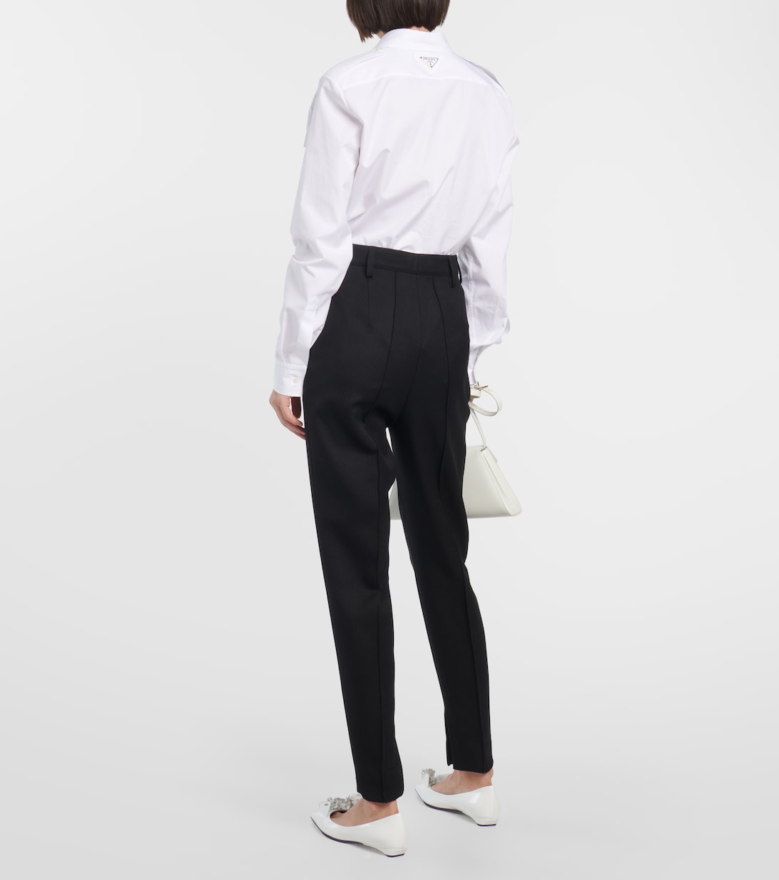 Pantalon tapered en laine mélangée | Prada