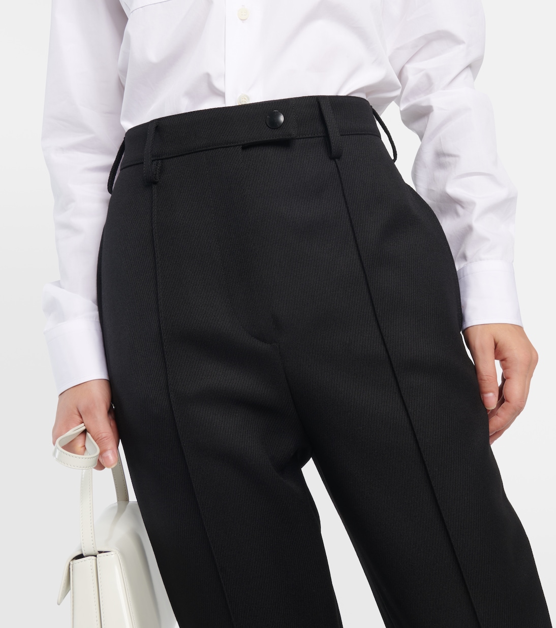 Pantalon tapered en laine mélangée | Prada