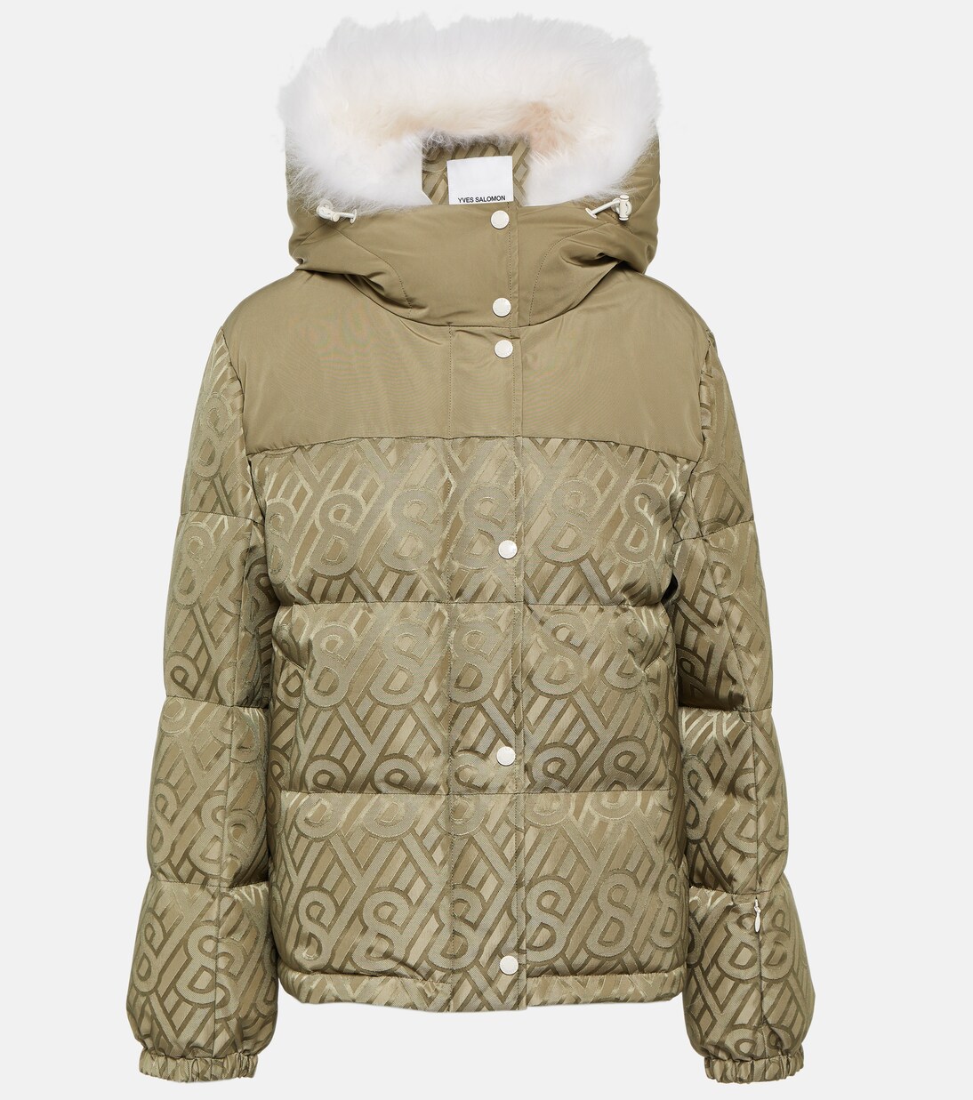 Logo shearling-trimmed down jacket | Yves Salomon