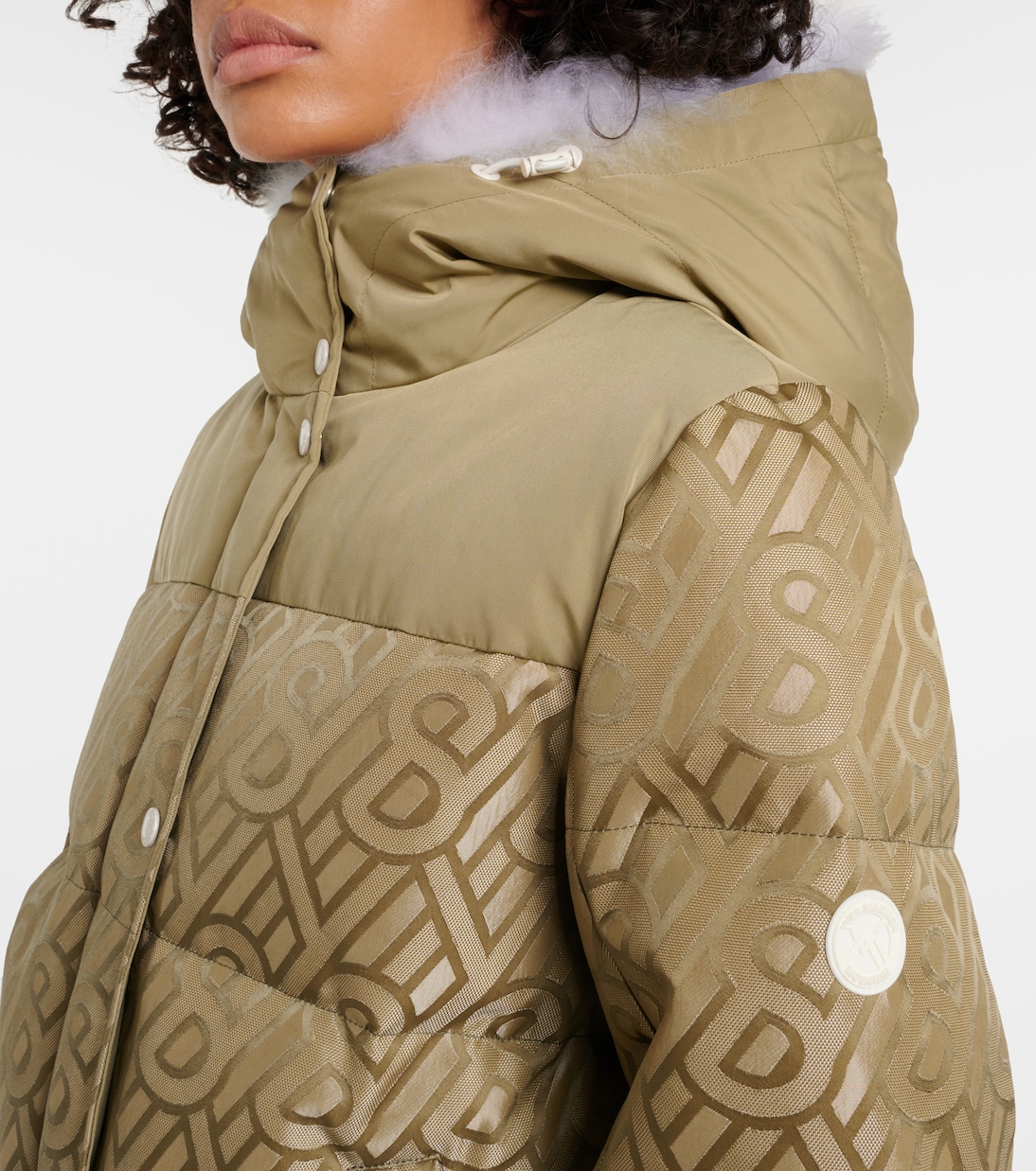 Logo shearling-trimmed down jacket | Yves Salomon