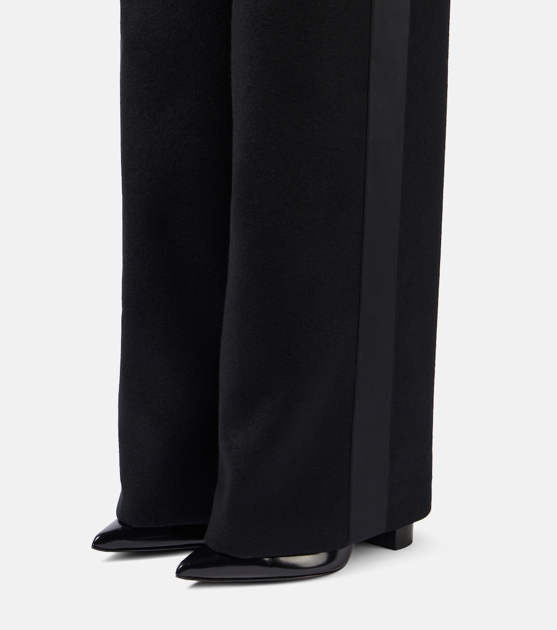 Leather-trimmed melton knee-high boots | Sacai