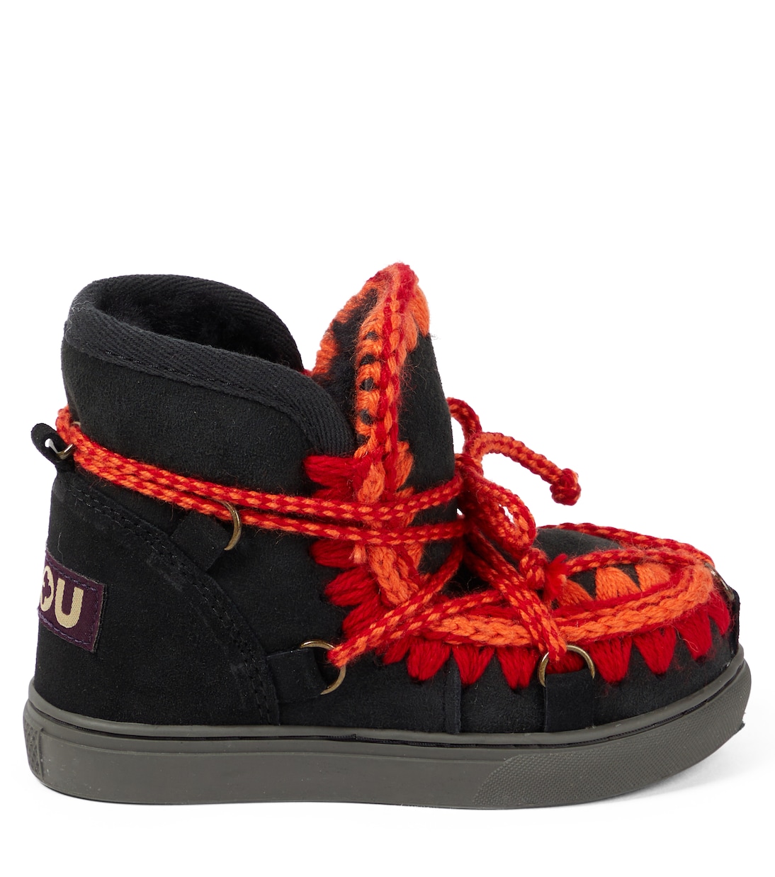 Crochet shearling-lined suede ankle boots | Mou Kids