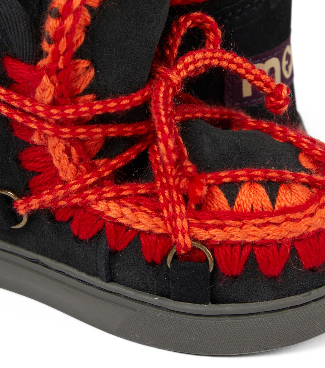 Crochet shearling-lined suede ankle boots | Mou Kids