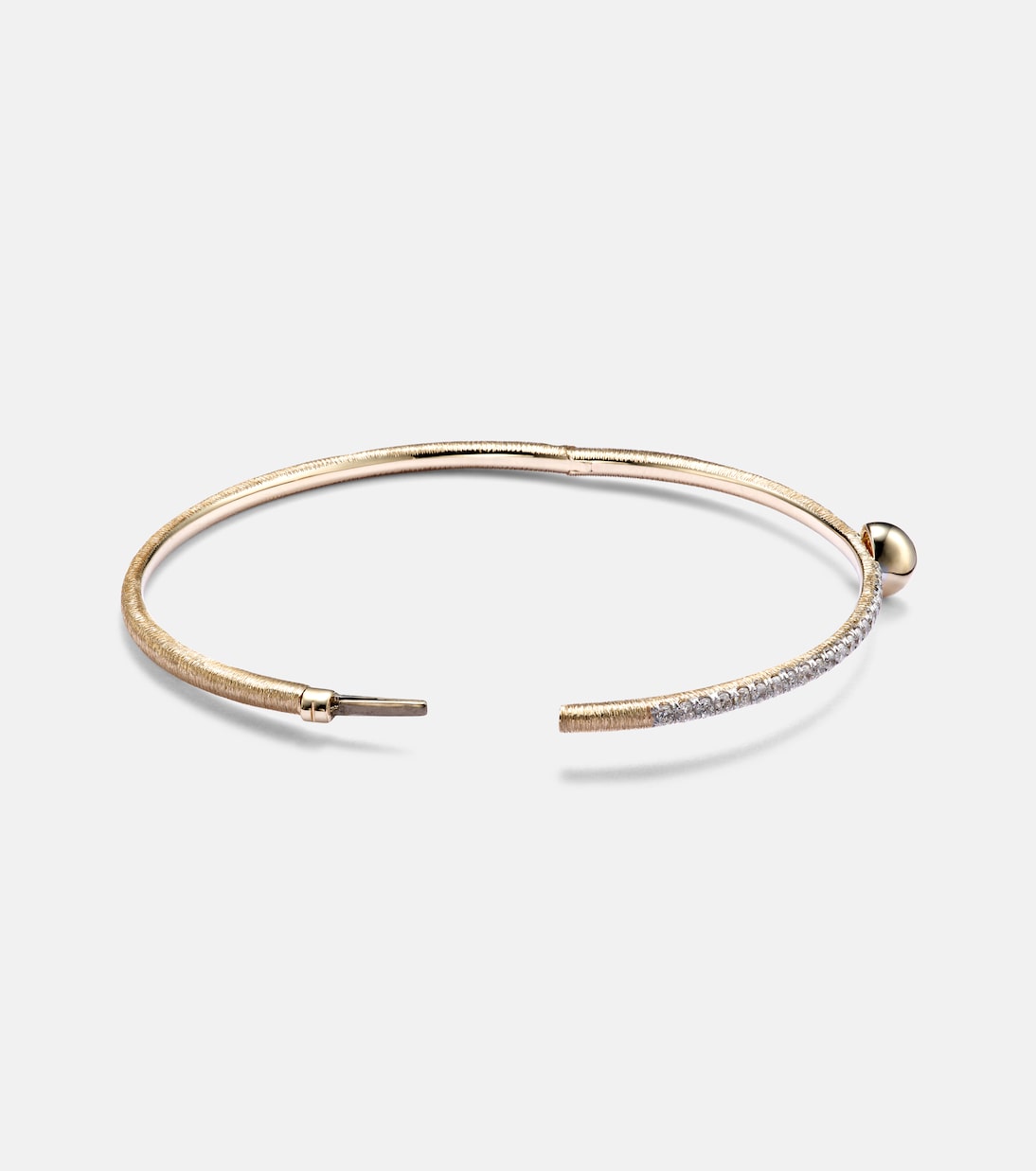 Ball 14kt gold bangle with diamonds | Rainbow K