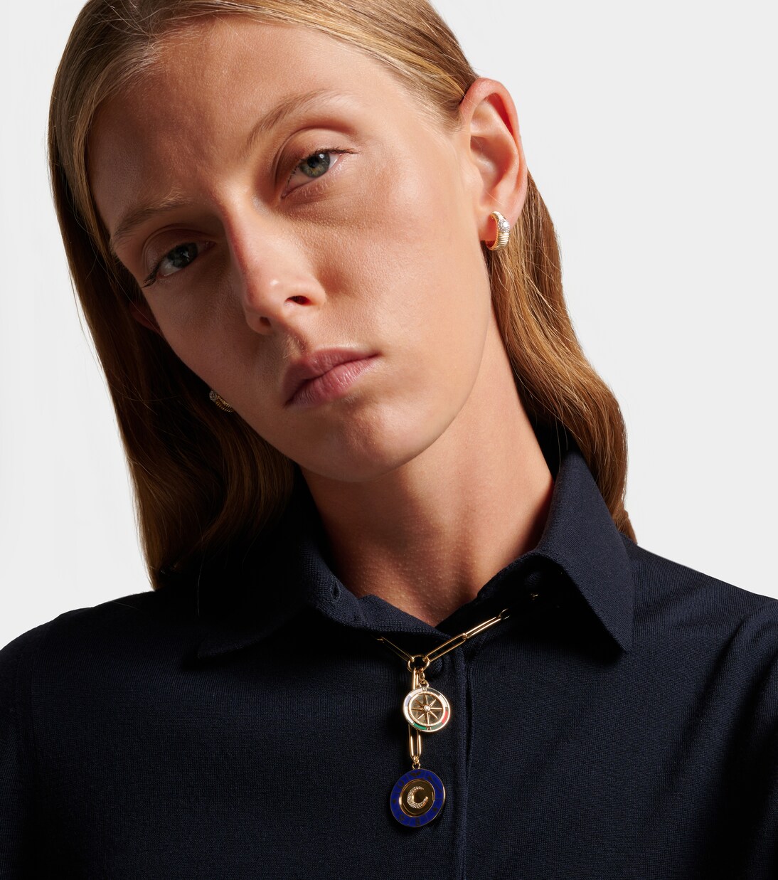 Collier Crescent & Internal Compass en or 18 ct et diamants | FoundRae