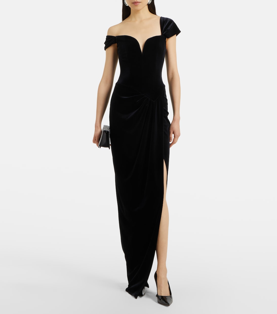 Abito lungo bustier in velluto | Alex Perry