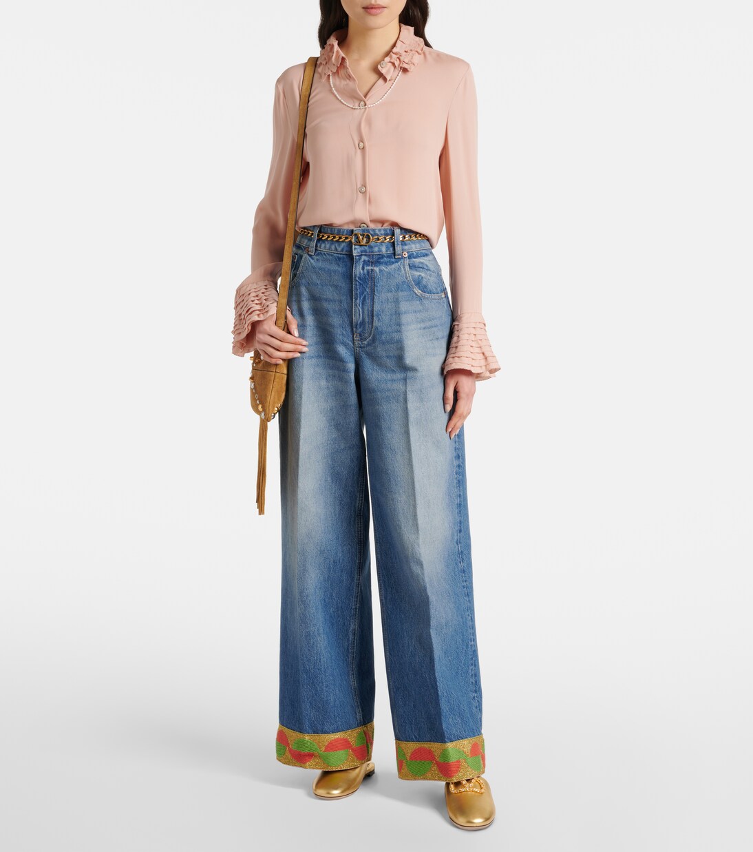 Slippers VLogo Signature aus Metallic-Leder | Valentino Garavani