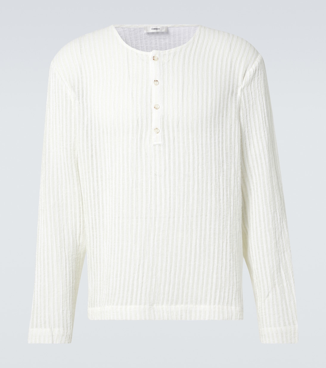 Top in misto lino e cotone a righe | Commas