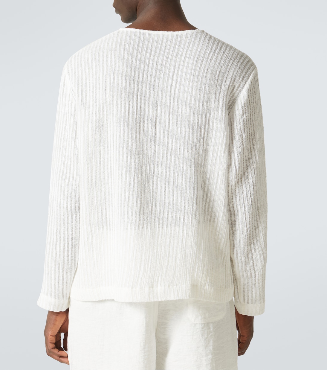 Top in misto lino e cotone a righe | Commas