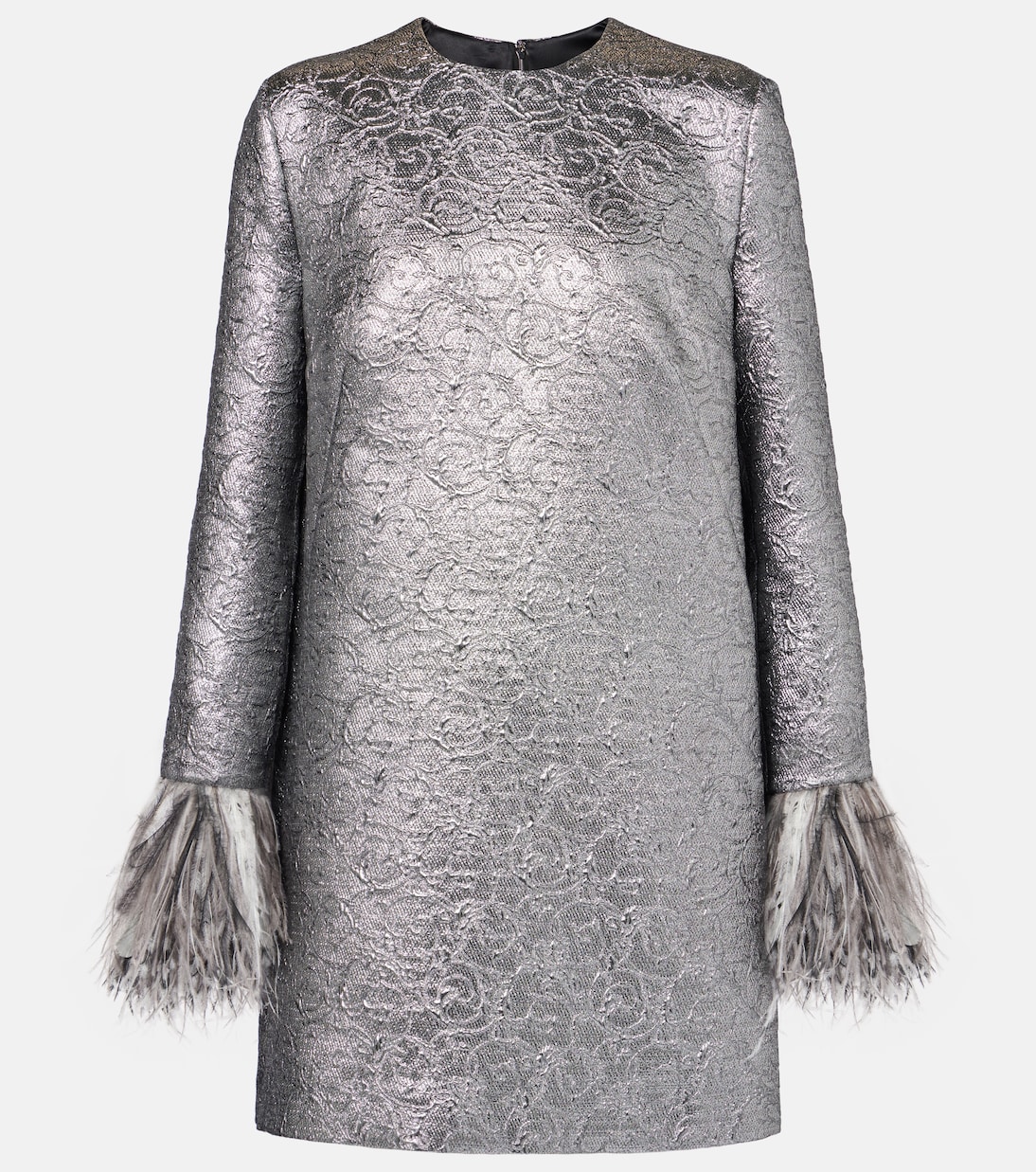 Feather-trimmed lamé minidress | Dolce&Gabbana