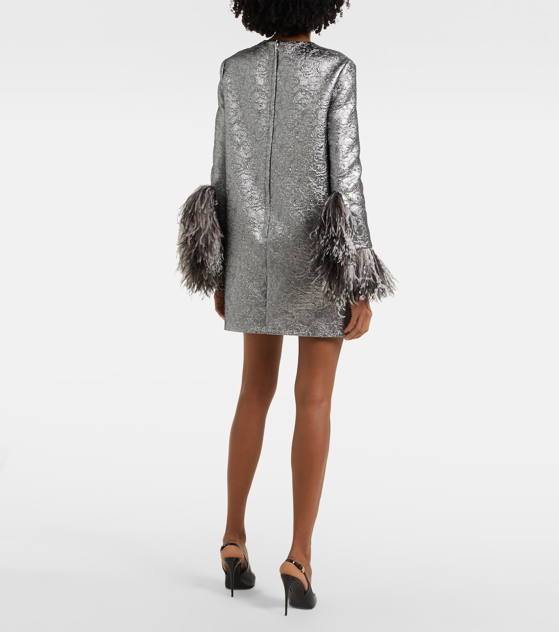 Feather-trimmed lamé minidress | Dolce&Gabbana