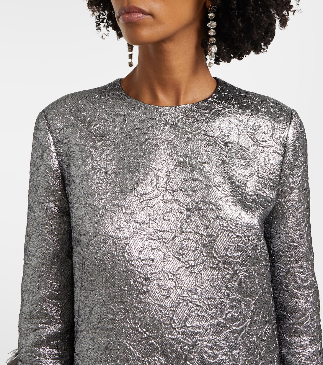 Feather-trimmed lamé minidress | Dolce&Gabbana