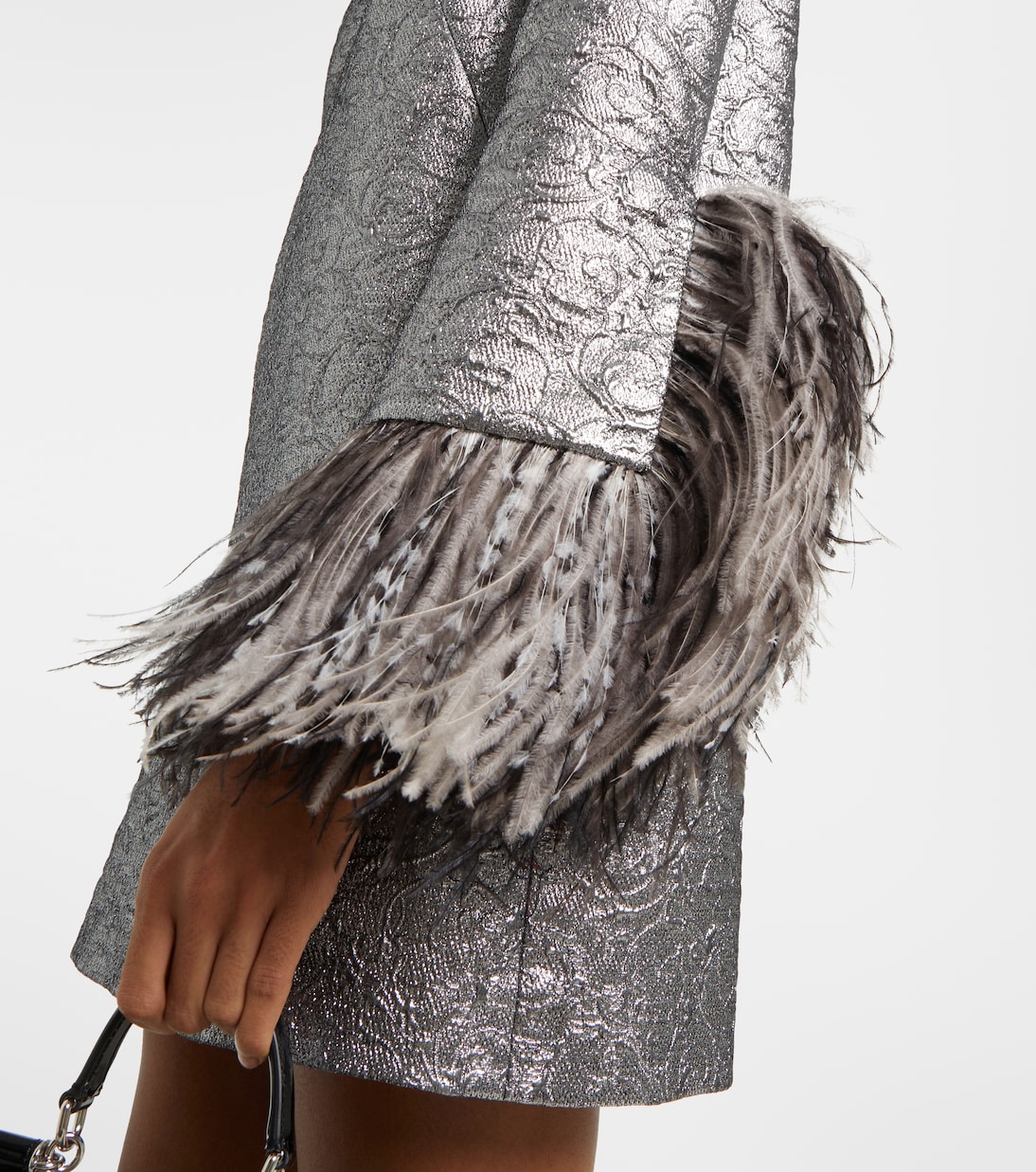 Feather-trimmed lamé minidress | Dolce&Gabbana