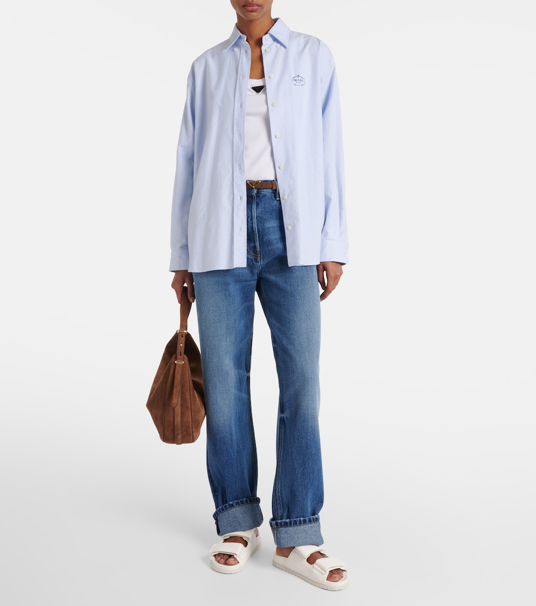 Logo leather sandals | Prada