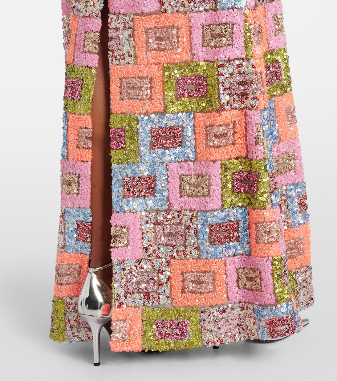 Abito lungo monospalla con paillettes | Taller Marmo