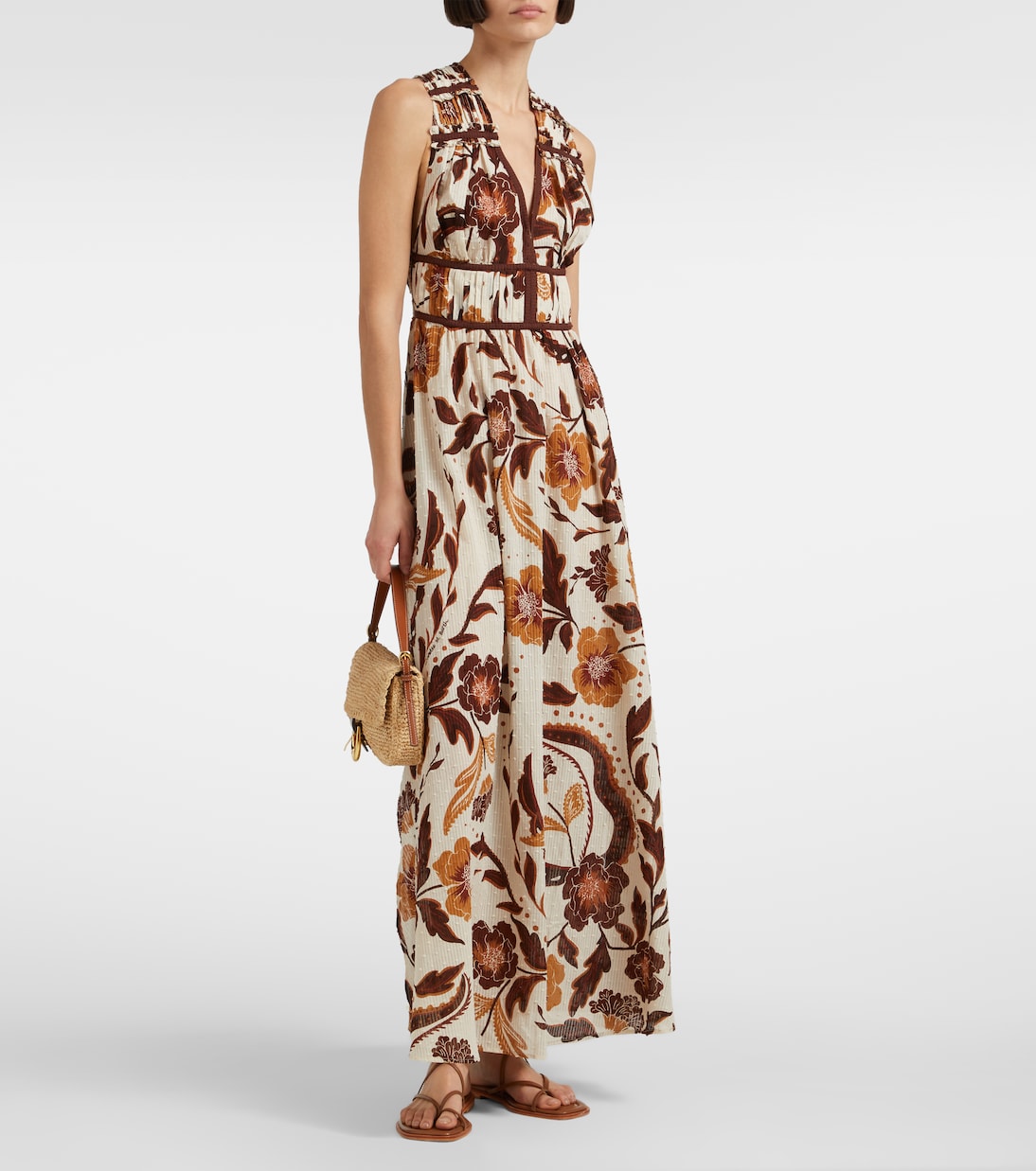 Robe longue Chiara en coton à fleurs | Poupette St Barth