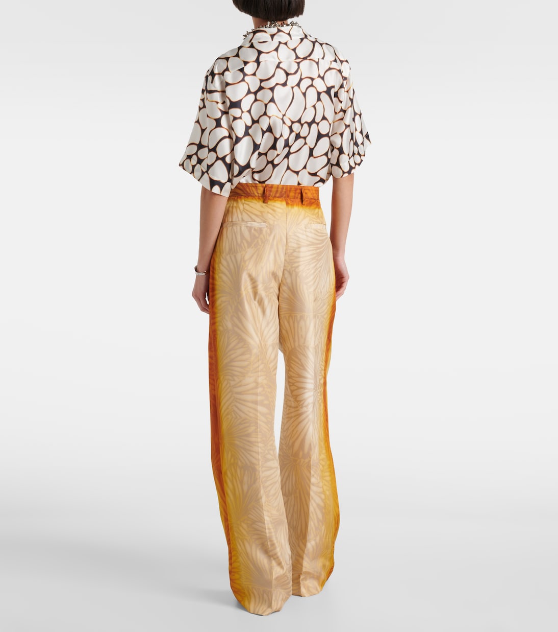 Porters printed silk wide-leg pants | Dries Van Noten