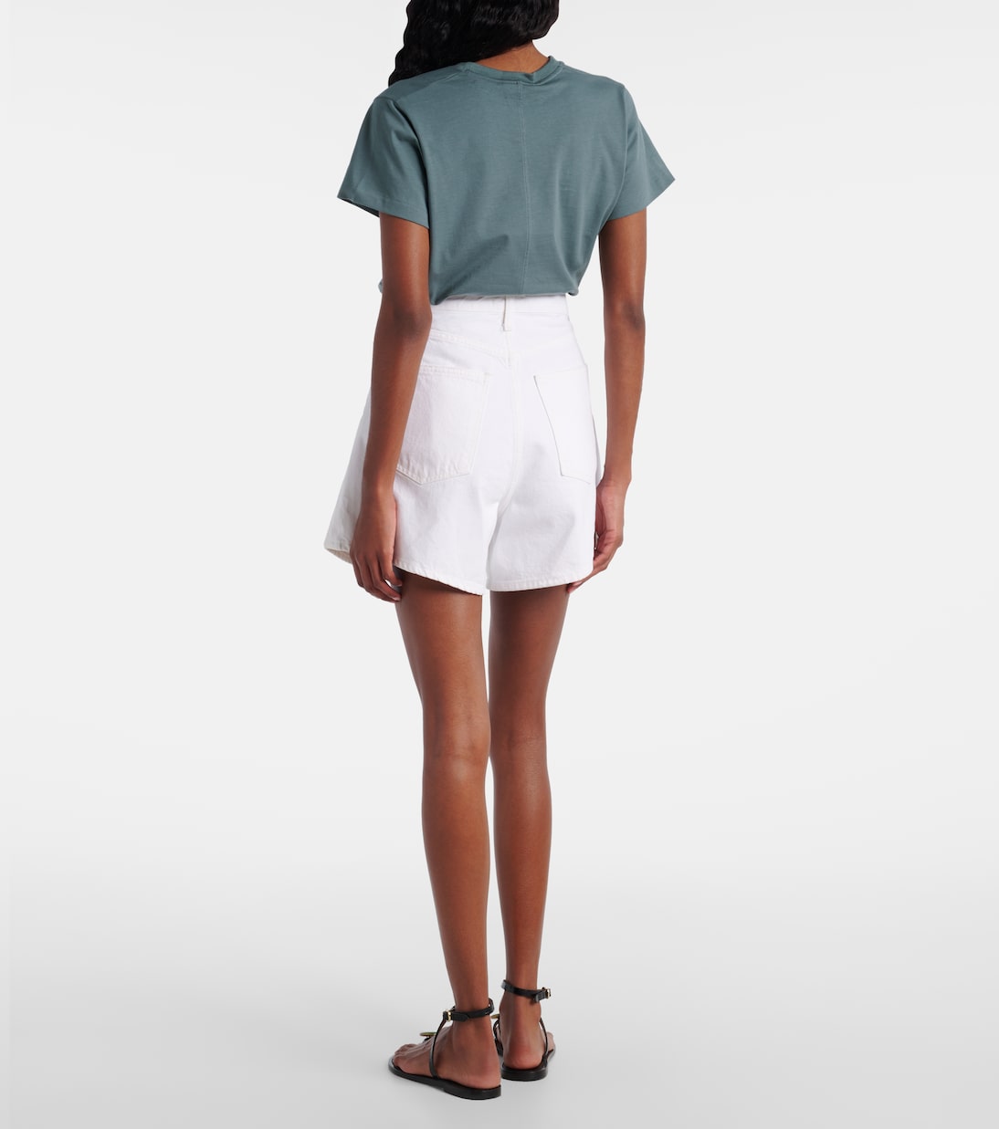 Rhoda pleated high-rise denim shorts | Agolde