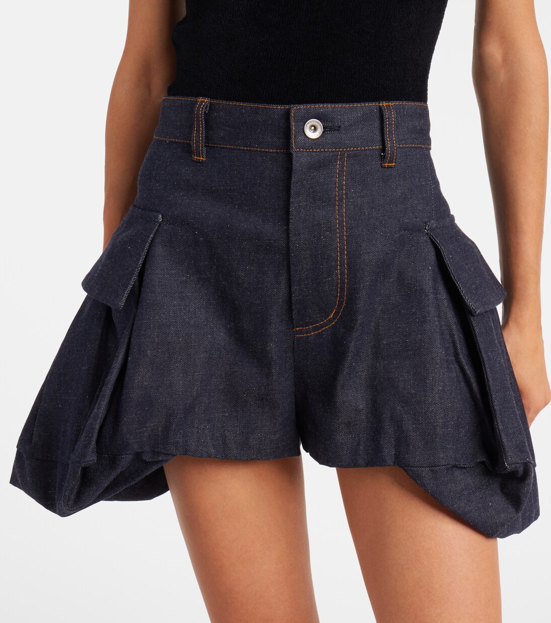 Shorts de denim de tiro alto | Sacai