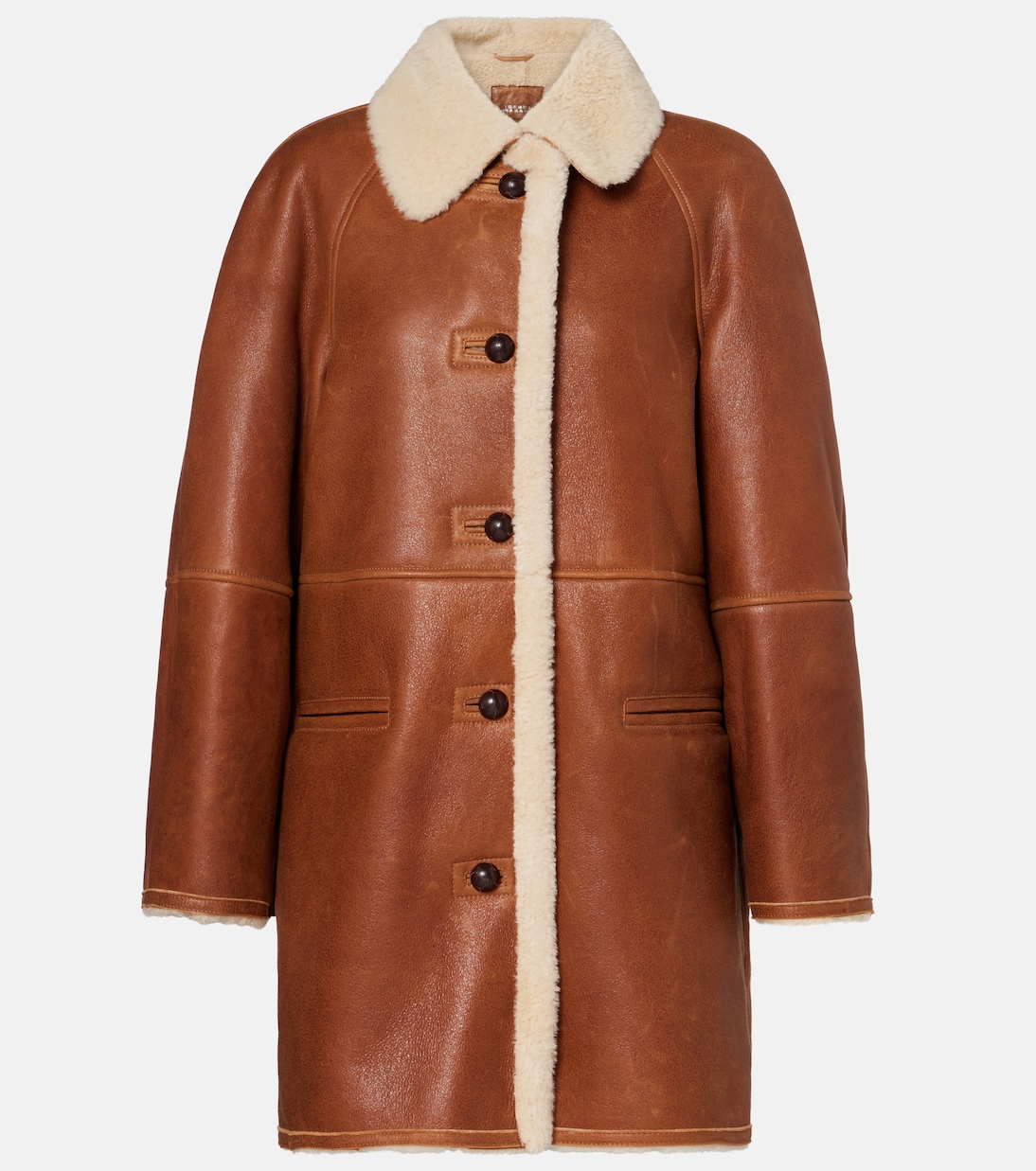 Berthie shearling-trimmed leather coat | Isabel Marant