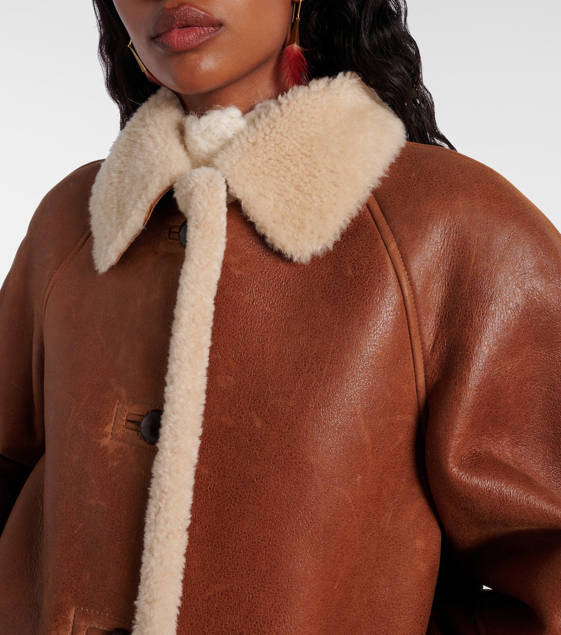 Berthie shearling-trimmed leather coat | Isabel Marant