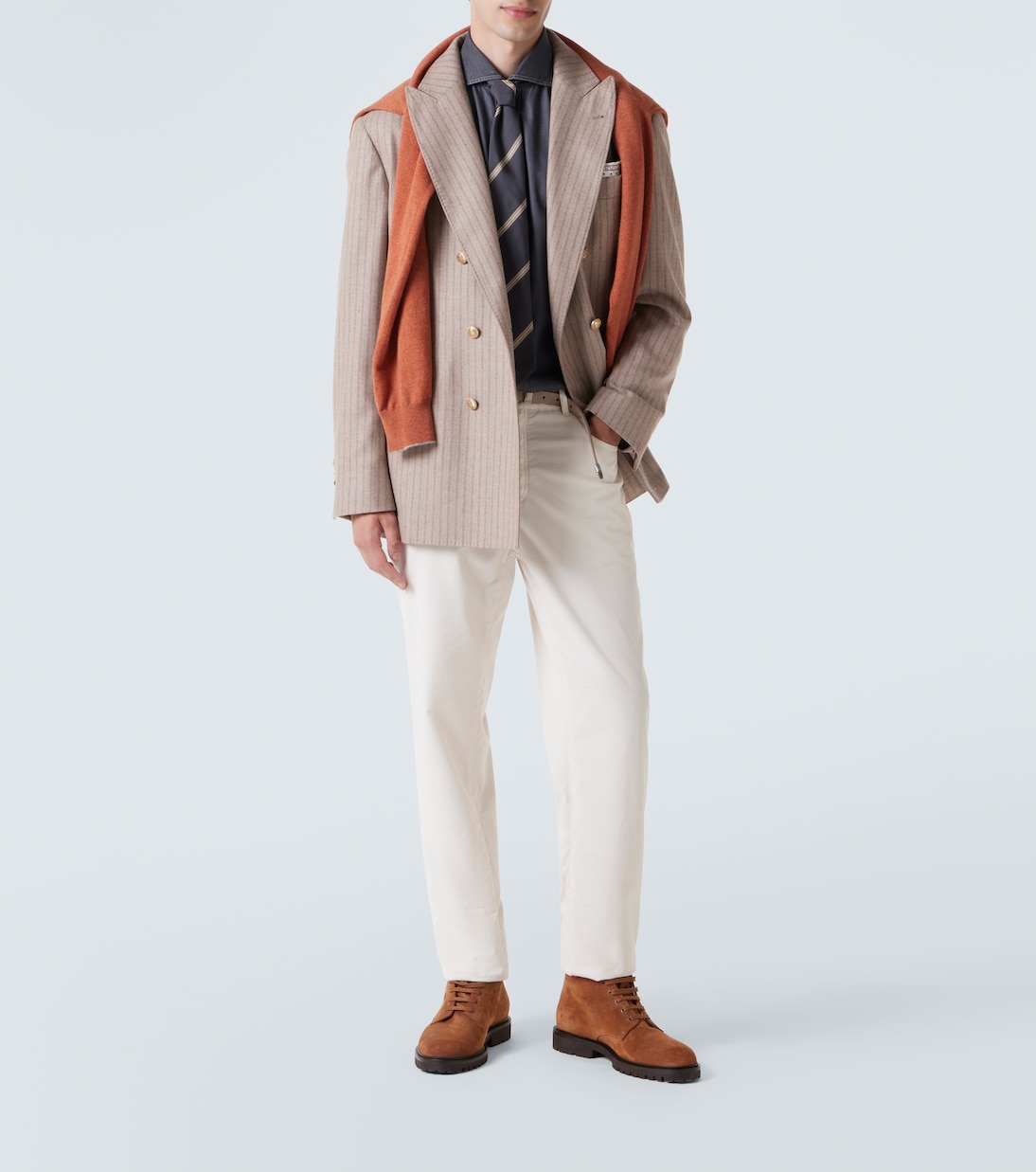Cotton corduroy straight pants | Brunello Cucinelli