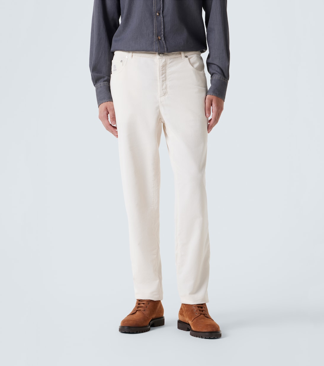 Cotton corduroy straight pants | Brunello Cucinelli