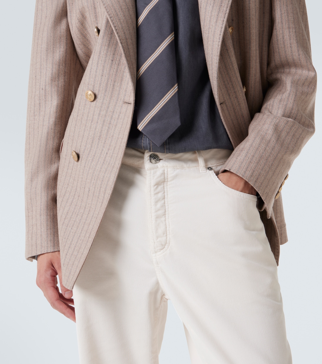 Cotton corduroy straight pants | Brunello Cucinelli