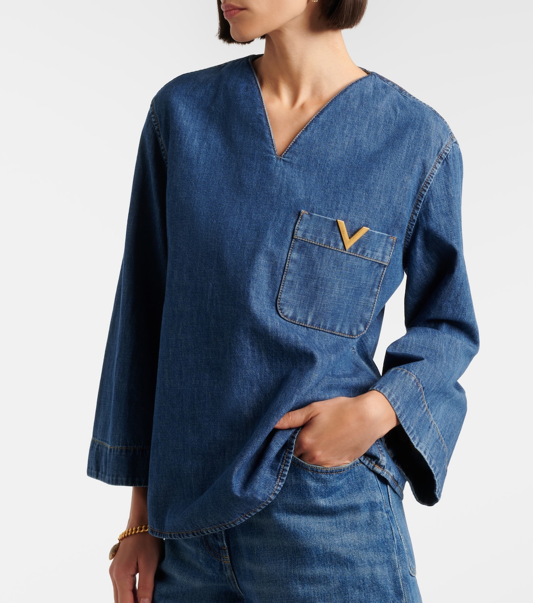 Top VGold aus Chambray | Valentino