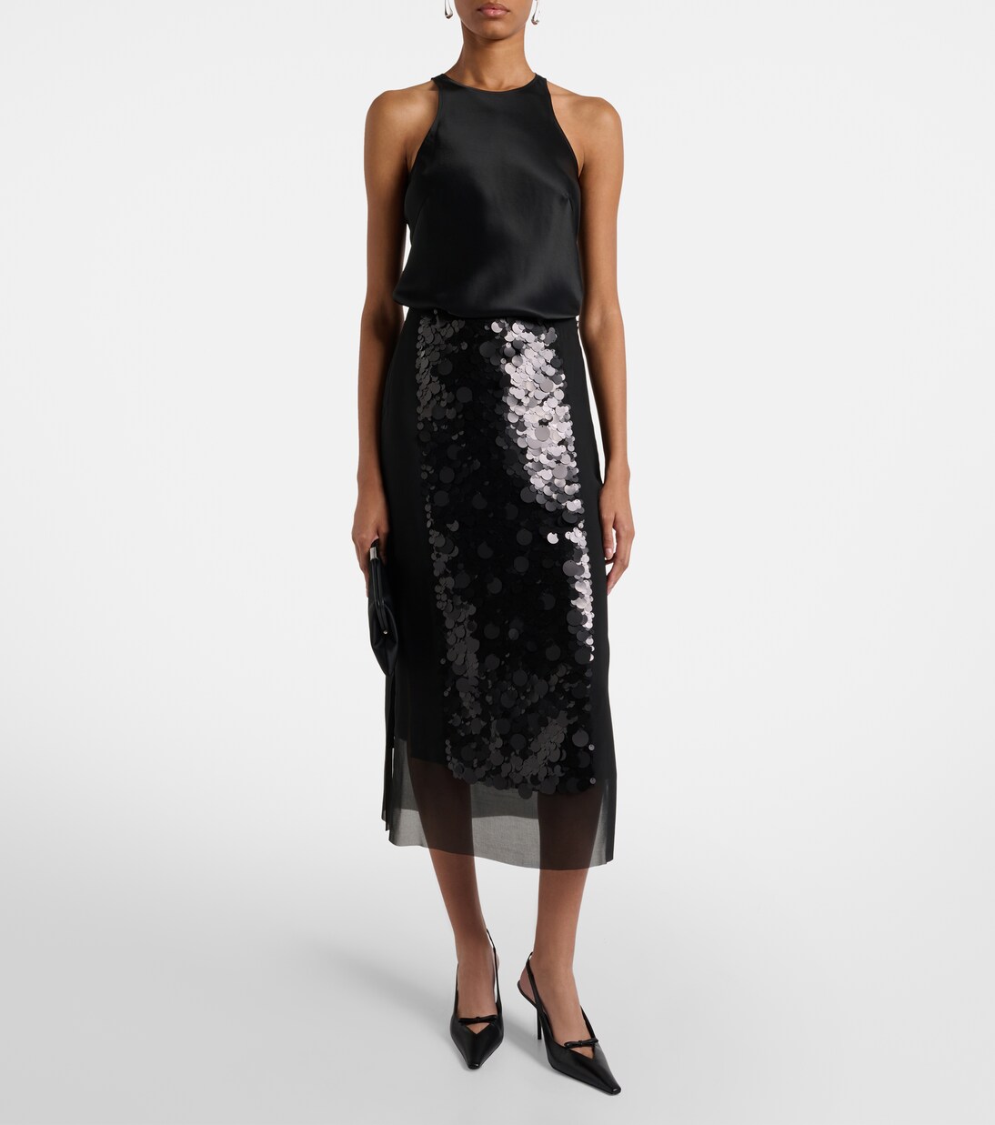 Cambo sequined chiffon midi skirt | Joseph