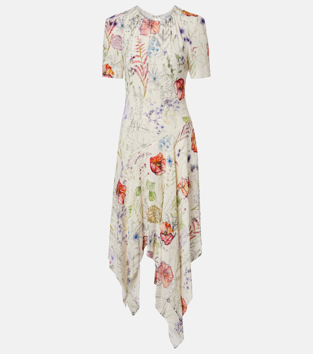 Floral asymmetric midi dress | McQueen