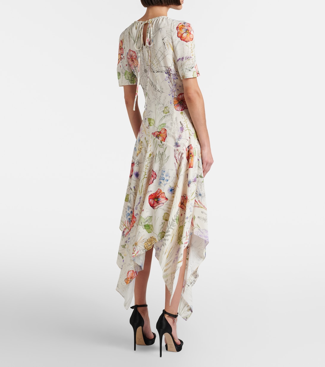 Floral asymmetric midi dress | McQueen