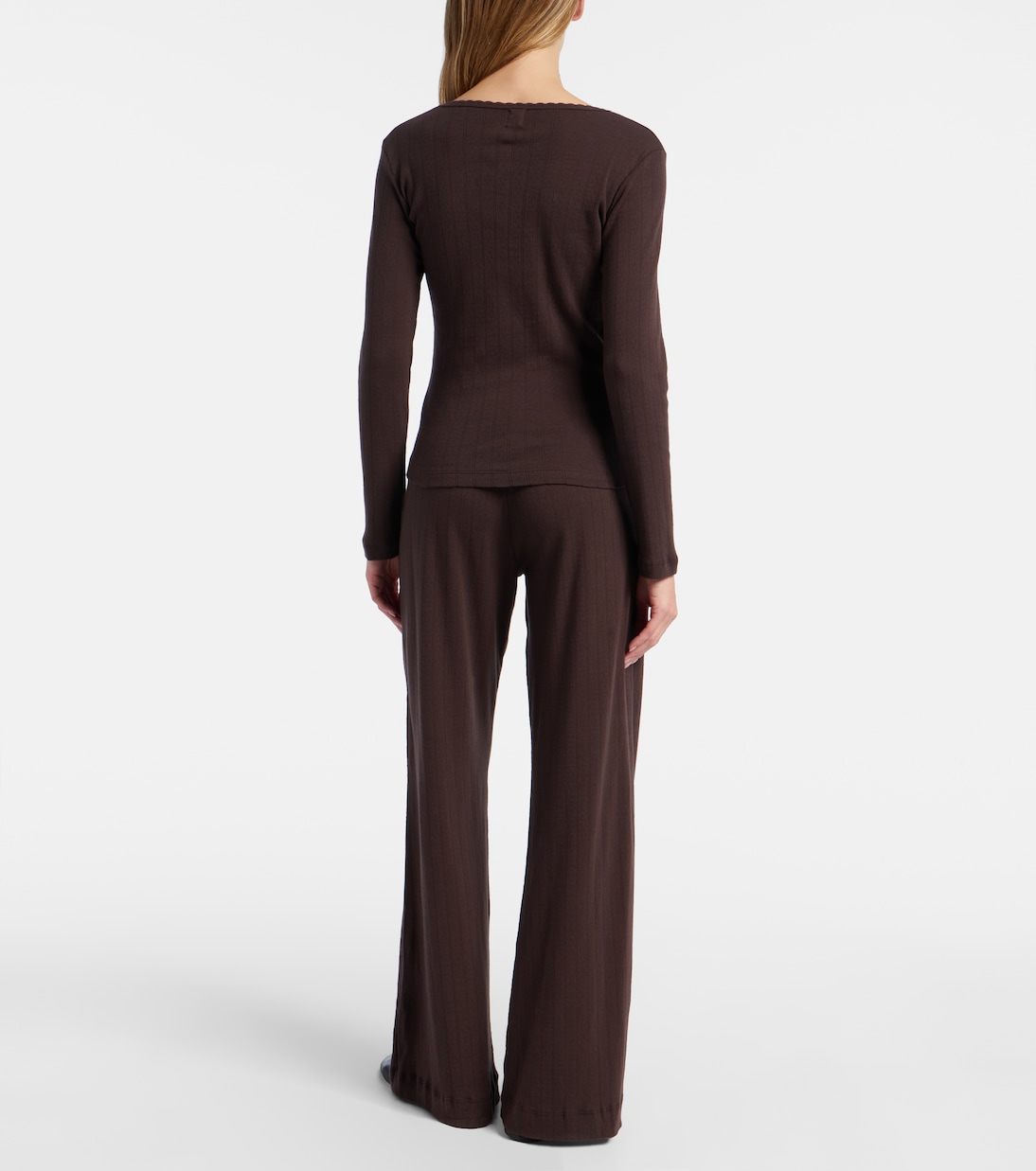 Pointelle cotton wide-leg pants | Leset