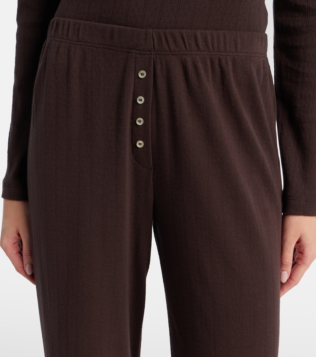 Pointelle cotton wide-leg pants | Leset
